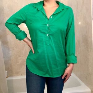 J Crew green button down shirt